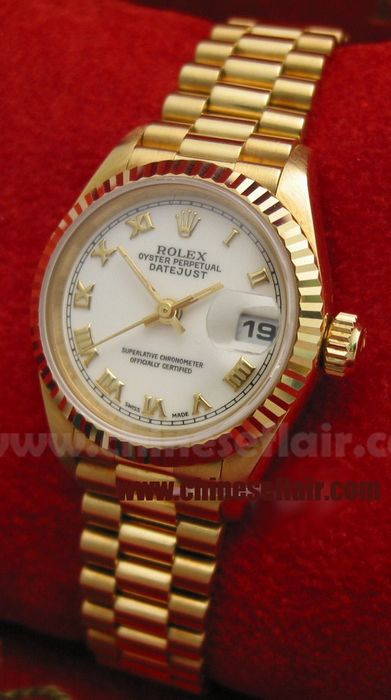 All Gold Rolex Datejust President Band Ladies Watch White Rom